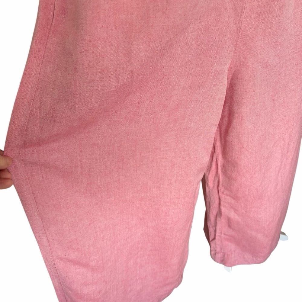 LOFT Linen Blend Tie Front Pink Jumpsuit size 12. - Picture 9 of 12
